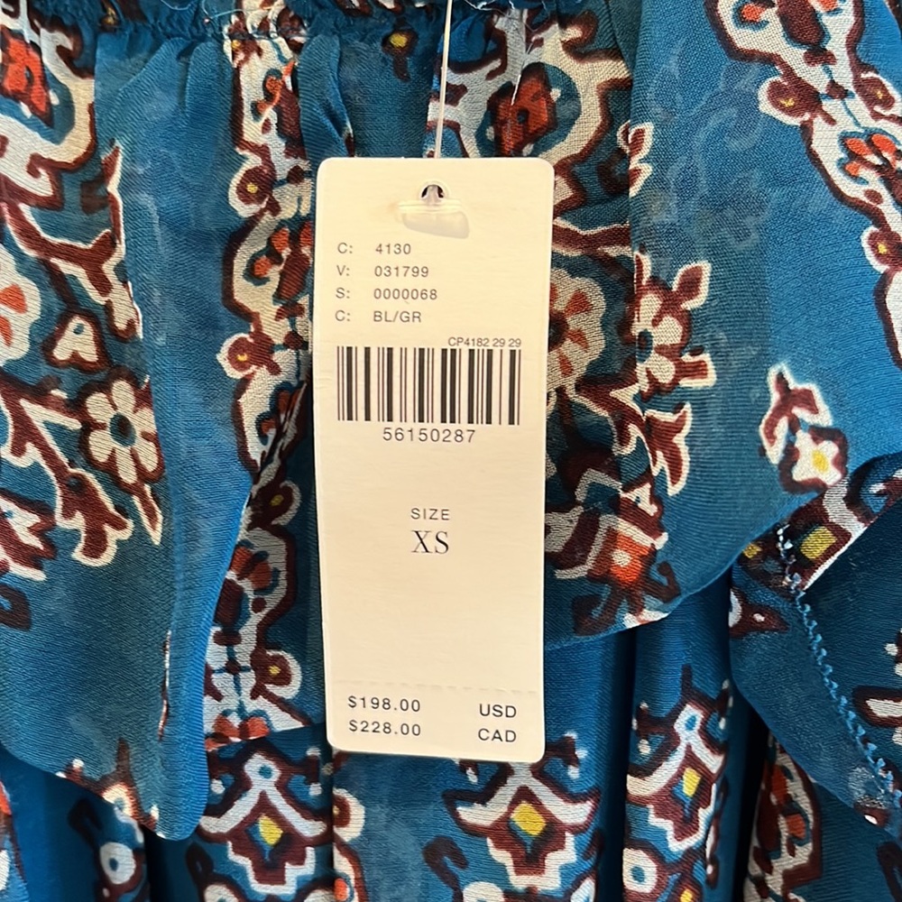 Anthropologie Sasha Ruffled Boho Print Dress NWT XS - Picture 7 of 14
